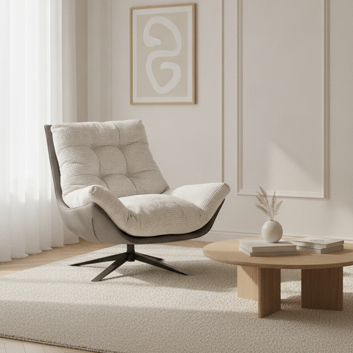 sillon giratorio tapizado gris