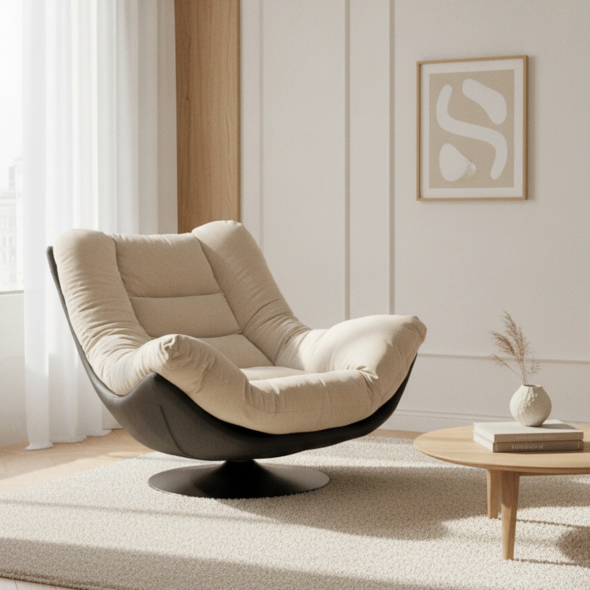 sillón giratorio tapizado gris