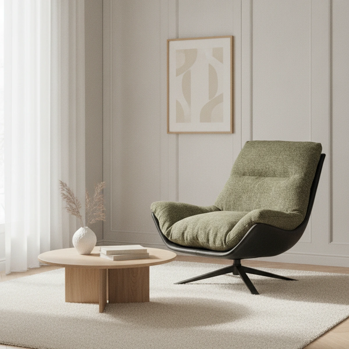 sillon giratorio tapizado verde