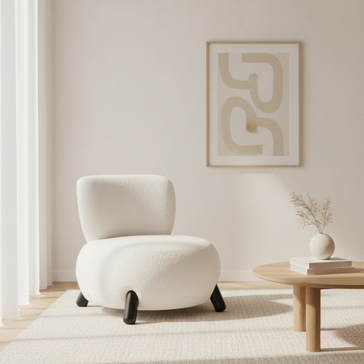 sillon tapizado blanco borreguito