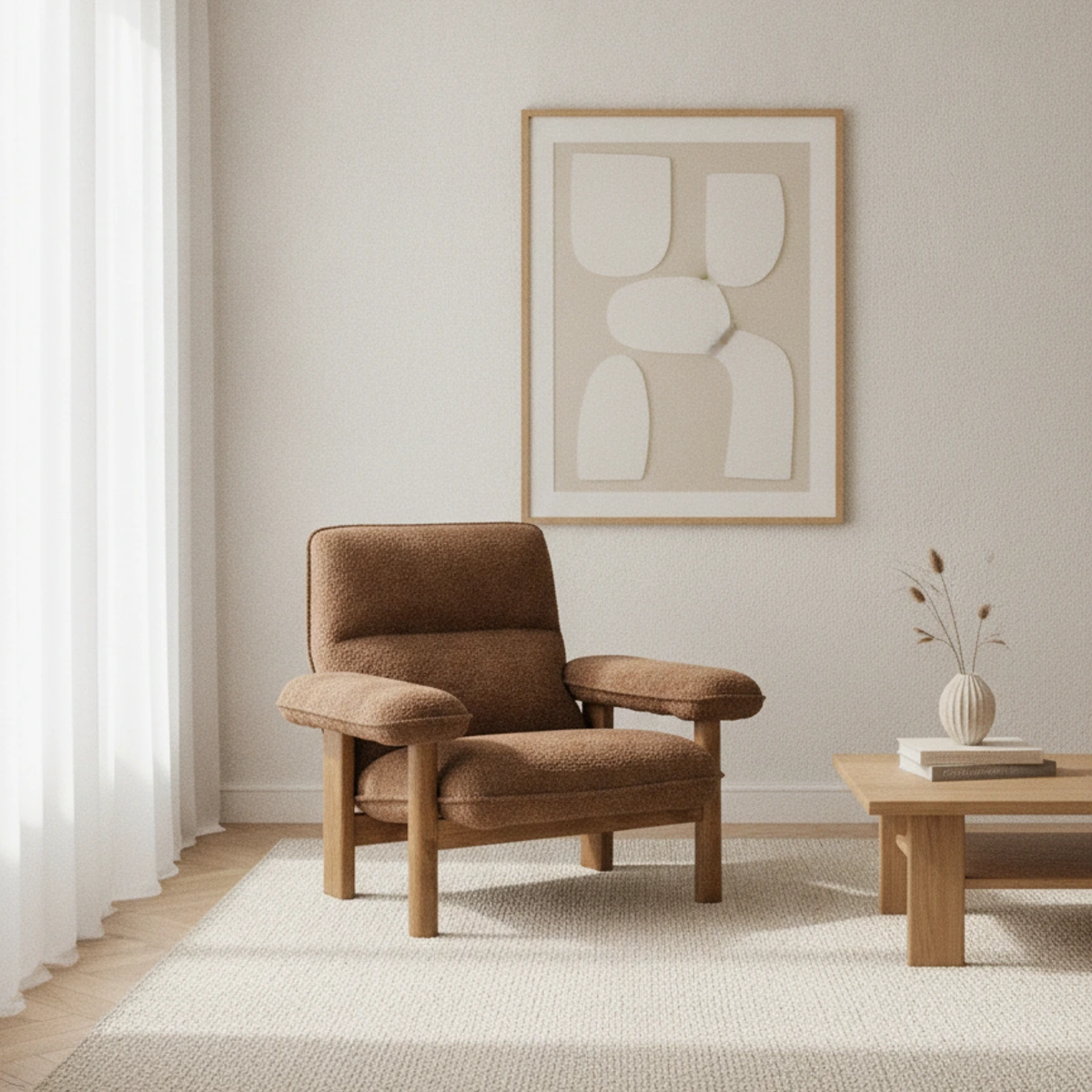 sillón tapizado marrón