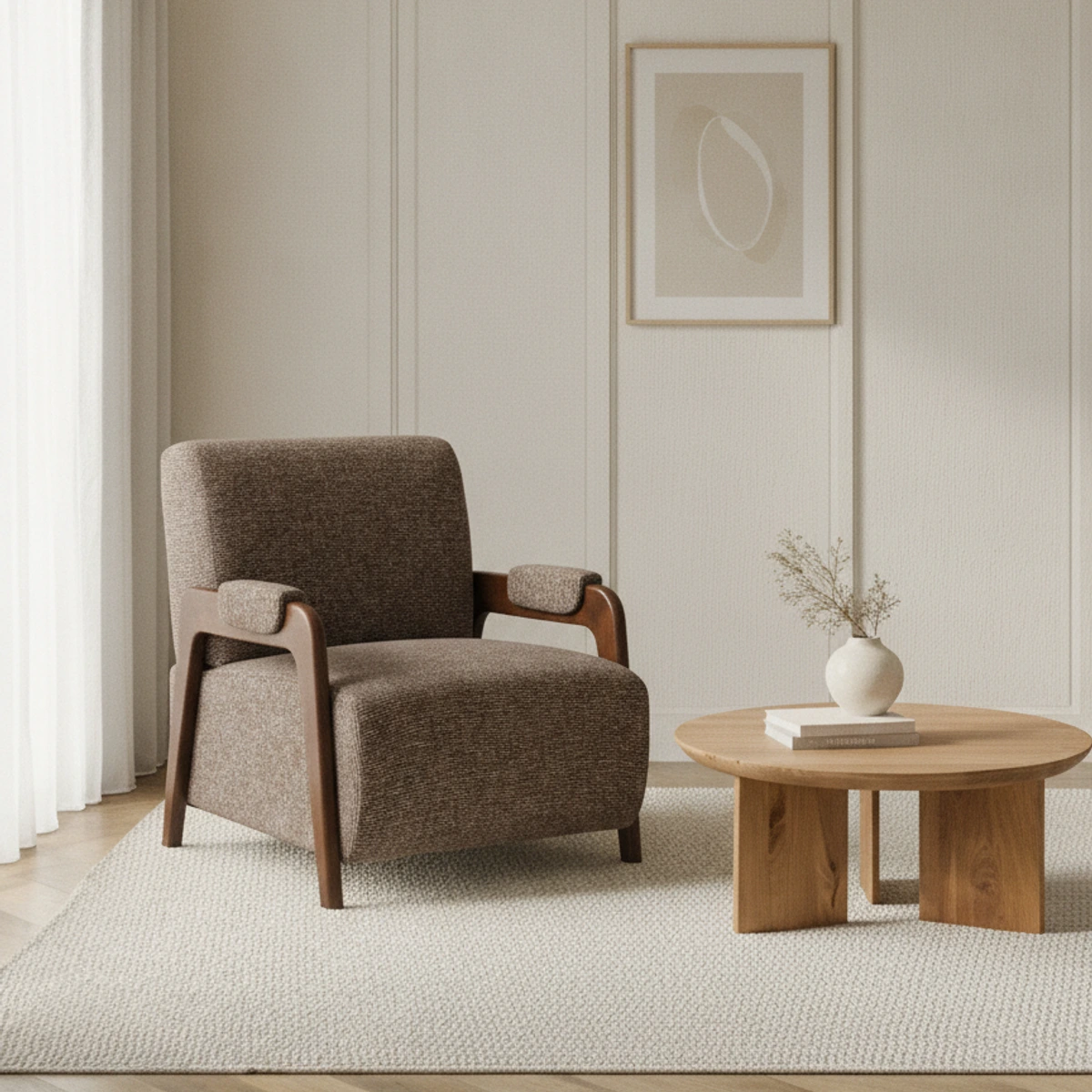 sillon tapizado marron jaspeado