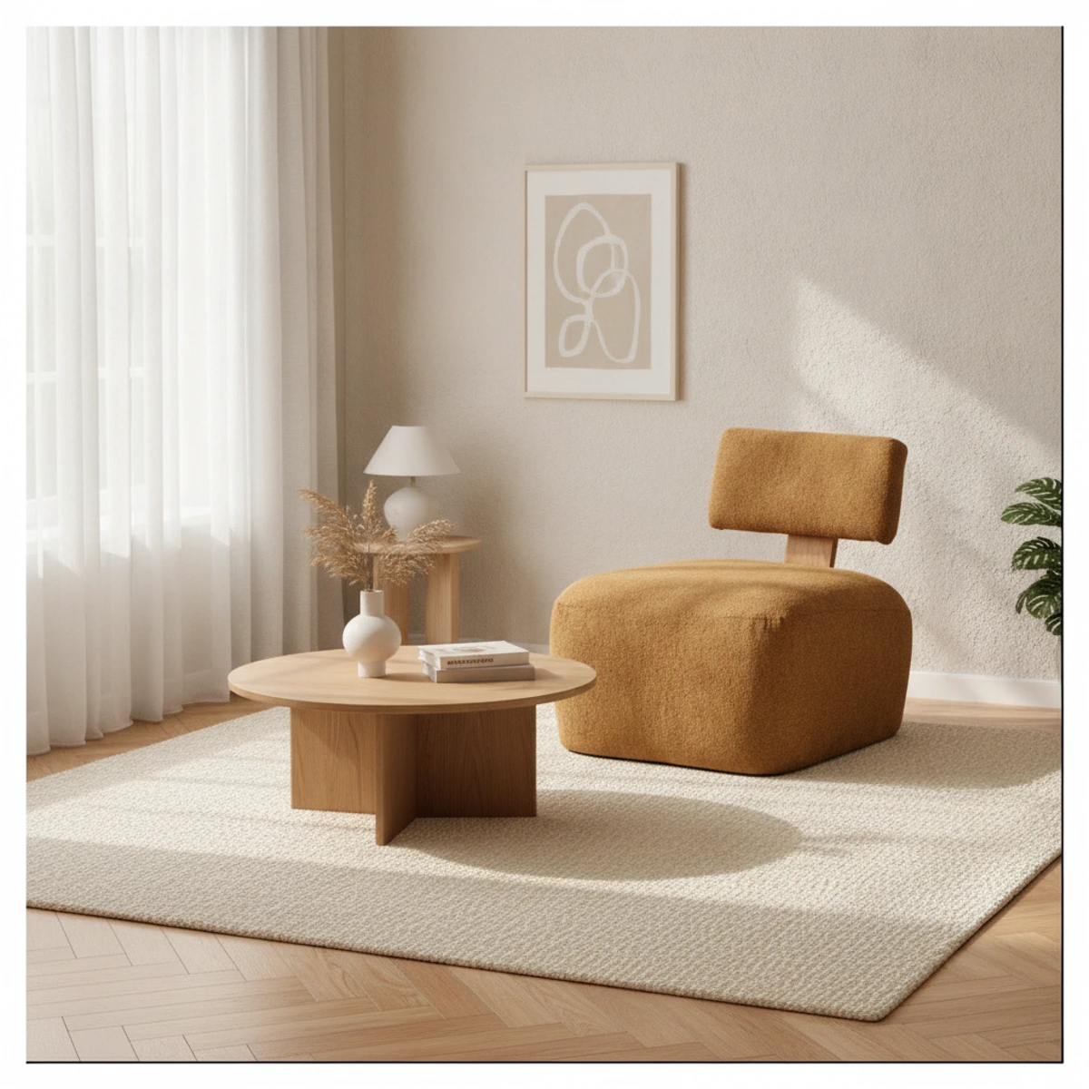 sillón tapizado mostaza