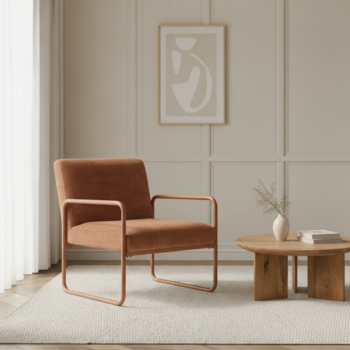 sillon tapizado terracota