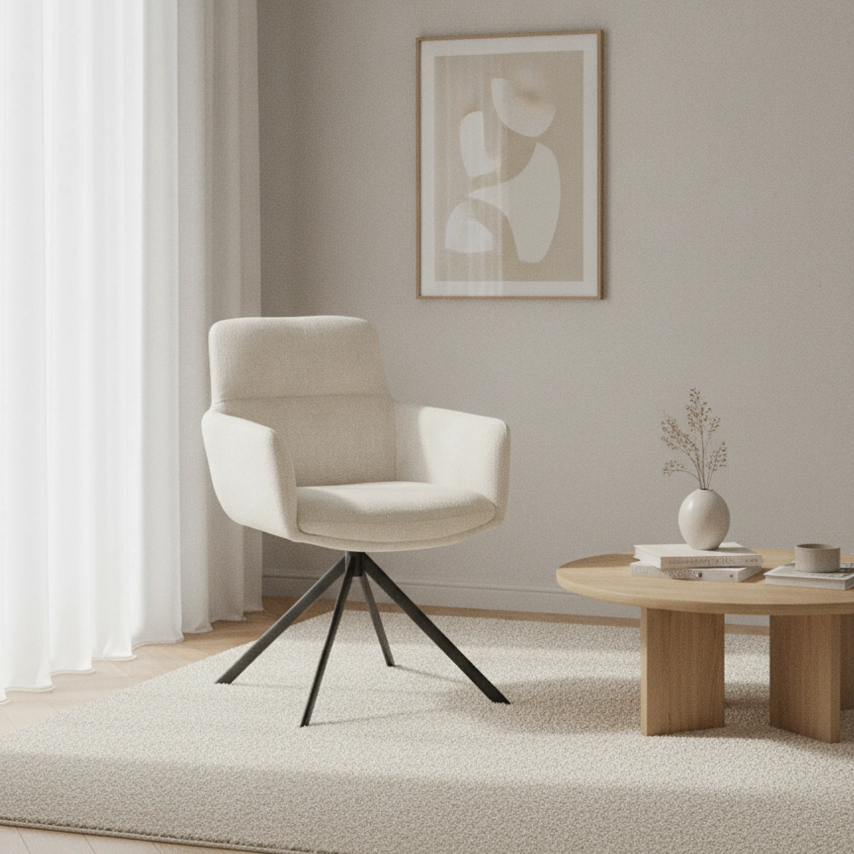 sillón tapizado tweed blanco
