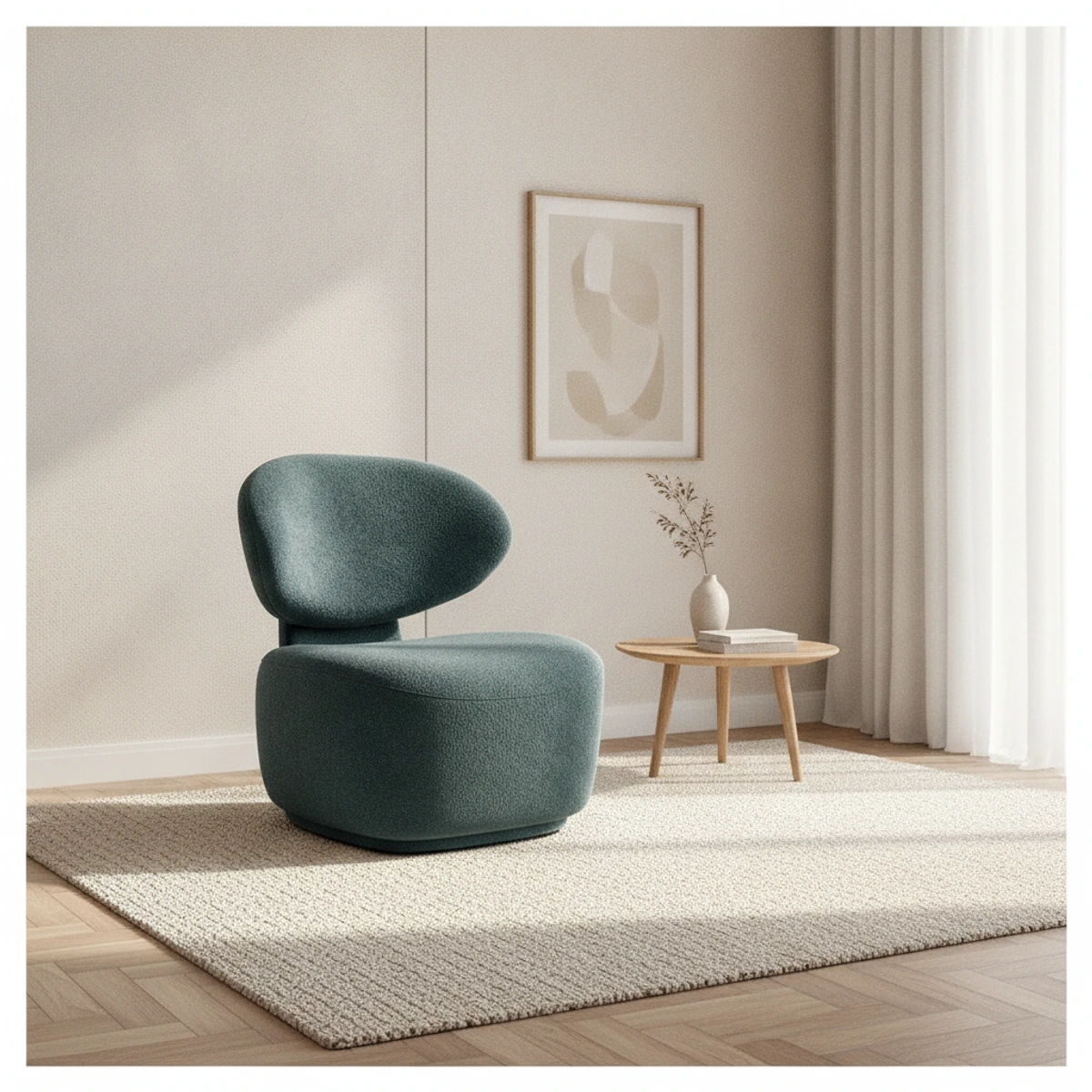 sillon tapizado verde azulado