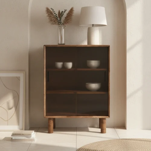 vitrina baja de madera