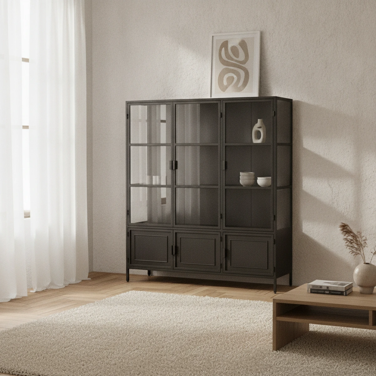 vitrina industrial metal negro
