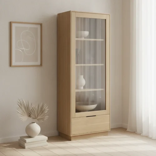 Vitrina MERAKI roble puerta y cajón
